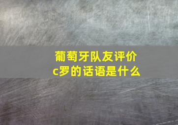 葡萄牙队友评价c罗的话语是什么