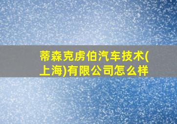 蒂森克虏伯汽车技术(上海)有限公司怎么样