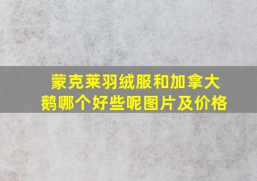 蒙克莱羽绒服和加拿大鹅哪个好些呢图片及价格