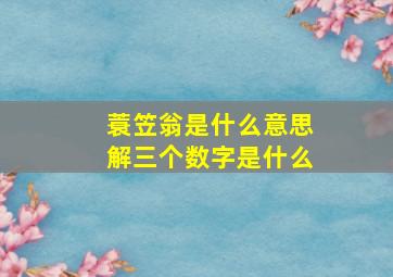 蓑笠翁是什么意思解三个数字是什么