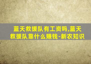 蓝天救援队有工资吗,蓝天救援队靠什么赚钱-新农知识