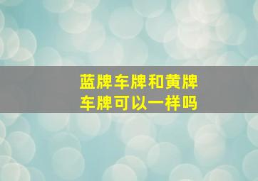 蓝牌车牌和黄牌车牌可以一样吗