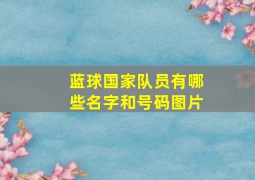 蓝球国家队员有哪些名字和号码图片