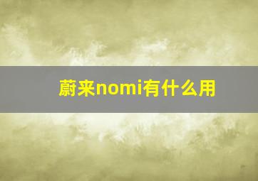 蔚来nomi有什么用