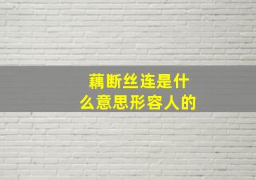 藕断丝连是什么意思形容人的