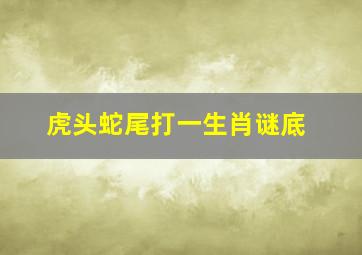 虎头蛇尾打一生肖谜底