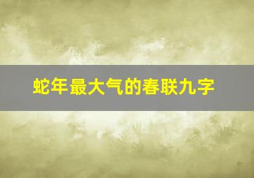 蛇年最大气的春联九字