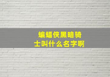 蝙蝠侠黑暗骑士叫什么名字啊