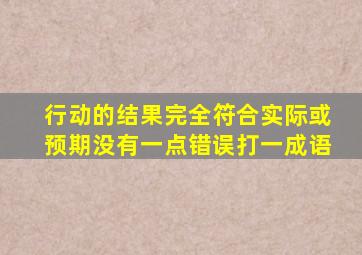 行动的结果完全符合实际或预期没有一点错误打一成语