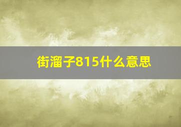 街溜子815什么意思