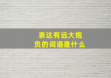 表达有远大抱负的词语是什么