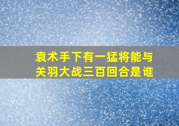 袁术手下有一猛将能与关羽大战三百回合是谁