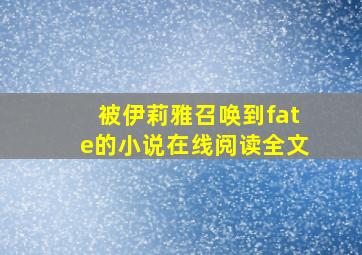 被伊莉雅召唤到fate的小说在线阅读全文