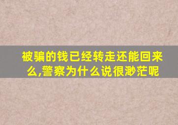 被骗的钱已经转走还能回来么,警察为什么说很渺茫呢