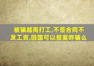 被骗越南打工,不签合同不发工资,回国可以报案咋骗么