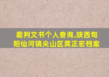 裁判文书个人查询,陕西旬阳仙河镇尖山区龚正宏档案