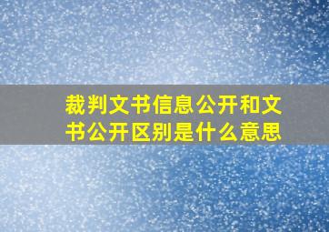 裁判文书信息公开和文书公开区别是什么意思