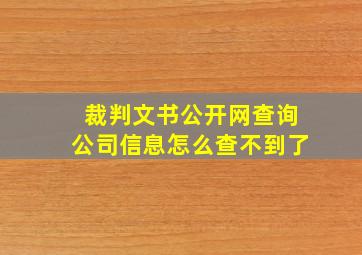 裁判文书公开网查询公司信息怎么查不到了