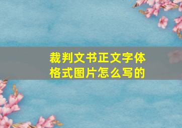 裁判文书正文字体格式图片怎么写的