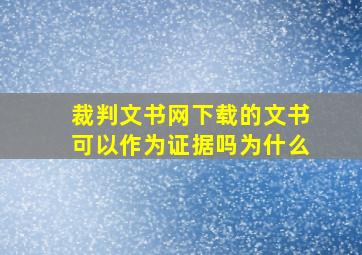 裁判文书网下载的文书可以作为证据吗为什么