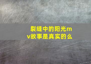 裂缝中的阳光mv故事是真实的么