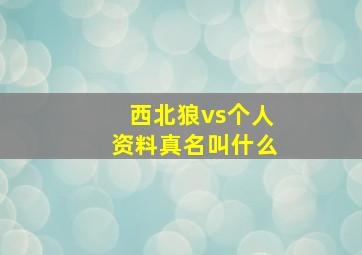 西北狼vs个人资料真名叫什么