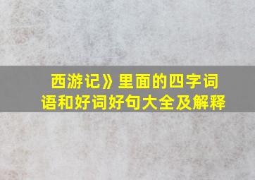 西游记》里面的四字词语和好词好句大全及解释