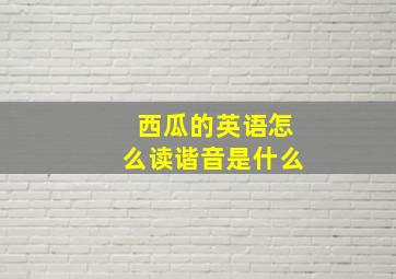 西瓜的英语怎么读谐音是什么