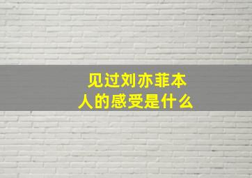 见过刘亦菲本人的感受是什么