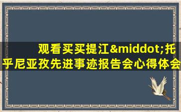 观看买买提江·托乎尼亚孜先进事迹报告会心得体会