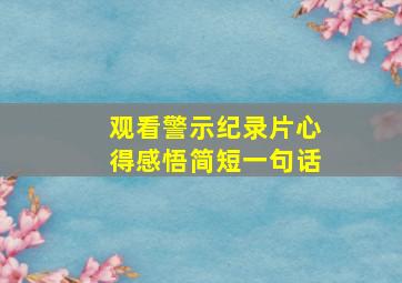 观看警示纪录片心得感悟简短一句话