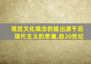 视觉文化观念的提出源于后现代主义的思潮,自20世纪