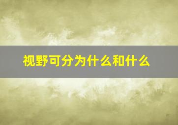 视野可分为什么和什么