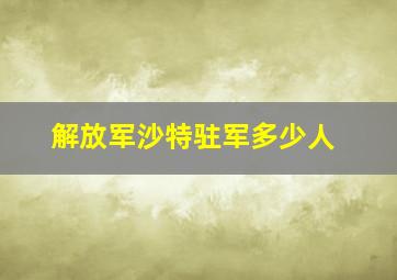 解放军沙特驻军多少人