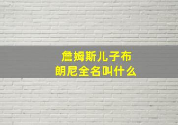 詹姆斯儿子布朗尼全名叫什么