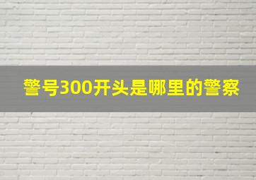 警号300开头是哪里的警察