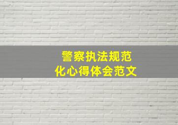 警察执法规范化心得体会范文