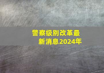 警察级别改革最新消息2024年