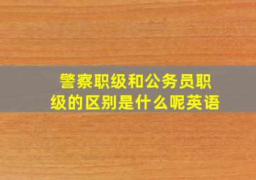 警察职级和公务员职级的区别是什么呢英语