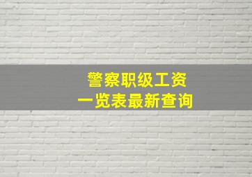 警察职级工资一览表最新查询