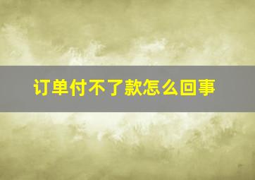 订单付不了款怎么回事