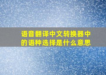 语音翻译中文转换器中的语种选择是什么意思