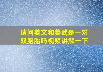 请问姜文和姜武是一对双胞胎吗视频讲解一下