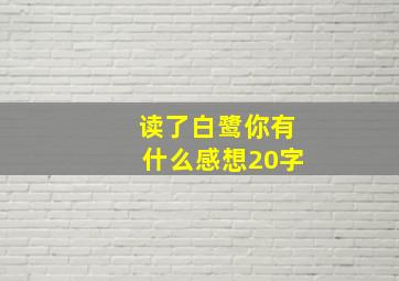 读了白鹭你有什么感想20字