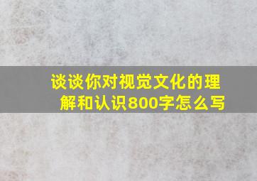 谈谈你对视觉文化的理解和认识800字怎么写