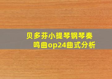 贝多芬小提琴钢琴奏鸣曲op24曲式分析