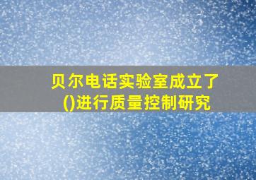 贝尔电话实验室成立了()进行质量控制研究