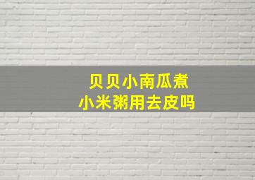 贝贝小南瓜煮小米粥用去皮吗