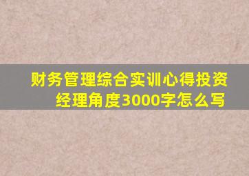 财务管理综合实训心得投资经理角度3000字怎么写