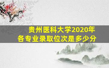 贵州医科大学2020年各专业录取位次是多少分